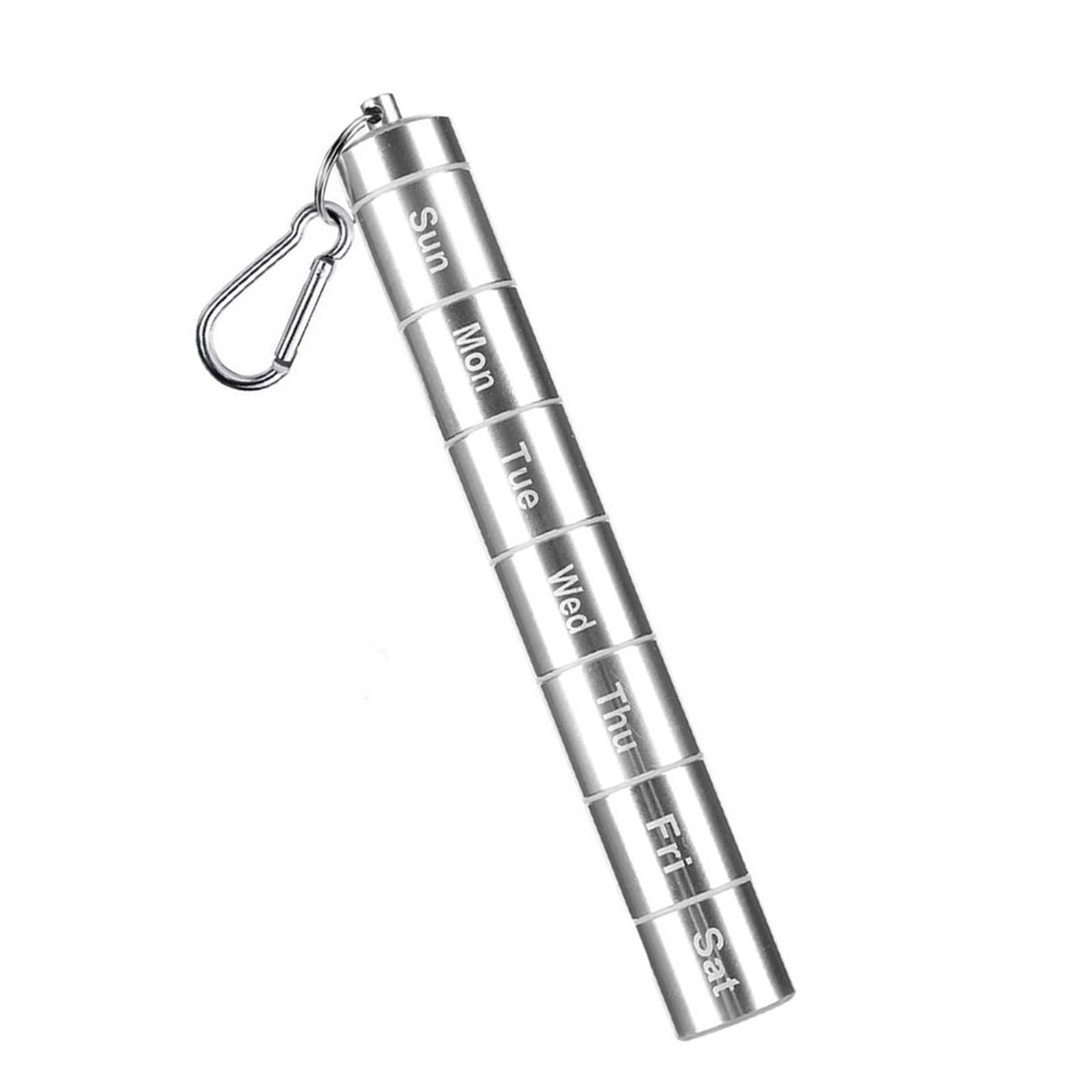 lionlar Pill Organizer 7 Day Daily Pill Case Waterproof Pill Tube Holder Silver