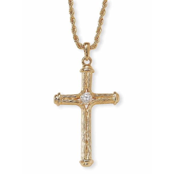 PalmBeach Jewelry Crystal Decorative Cross Pendant Necklace in Yellow Goldtone 24"