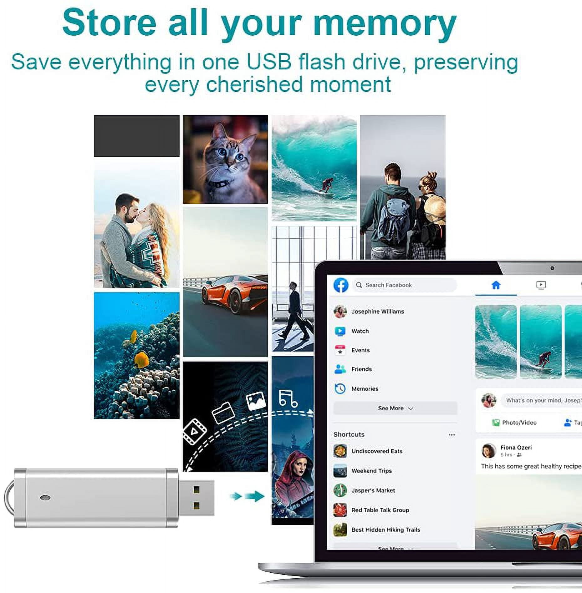 Flash Drive 10 Pack 64GB USB Flash Drive Thumb Drive Jump Drive Pen Drive Memory Stick 10 Pack White