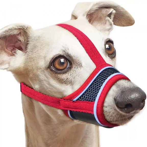 Dog Muzzle  Breathable Drinkable Mesh Muzzle Anti Biting Barking Chewing Grooming Muzzle with Adjustable Reflective Strap