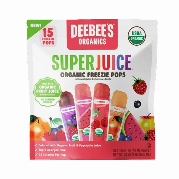 (2 Pack) Deebees Super-Juice Freezie Pops, 15 Count, 1.35 fl oz
