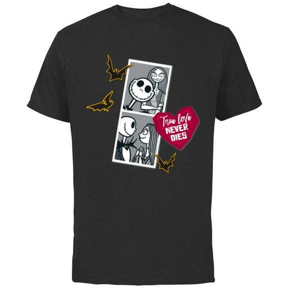 Tim Burton’s The Nightmare Before Christmas Jack Sally Heart - Short Sleeve Cotton T-Shirt for Adults - Customized-Black