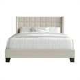 thumbnail image 4 of Castle Place Elegant Wingback Linen Upholstered Twin Bed, Warm Grey, 4 of 8