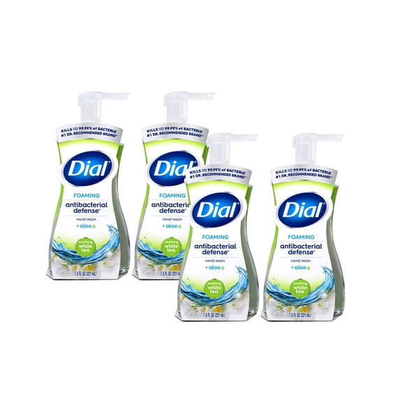 Dial Antibacterial Foaming Hand Wash, Soothing White Tea, 7.5 fl oz 4 Count