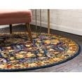 thumbnail image 4 of Unique Loom District Collection Area Rug - Diplomat (5' Round Blue/Beige), 4 of 10