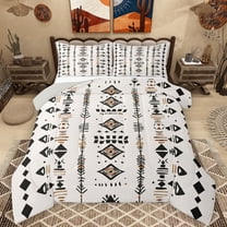 Manfei Ancient Aztec Theme Full Size Comforter Sets,Vintage Rhombus Triangle Bedding Comforter Set,Black Brown Beige Bedding Sets For Teens,Ultra Soft Home Decor Reversible,3pcs