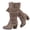 Brown 004, variant on Love Steetly Women's Extra Wide Calf Knee High Boots, Soft Faux Suede, Two Large Round Buckle Straps, Slouchy Ruched Shaft Textured Stacked Heel Boots.