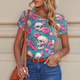 thumbnail image 4 of KLL Women 's Crew Neck Bodysuit Jumpsuits happy Skull rose Print Short onesies Stretch T Shirts, 4 of 5