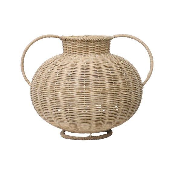 My Texas House Fall Rattan Decorative Vase, Natural, 9"