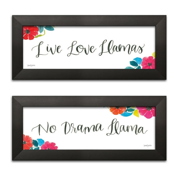 Gango Home Decor Contemporary La La Llama VIII & IX by Jenaya Jackson (Ready to Hang); Two 18x6in Black Framed Prints