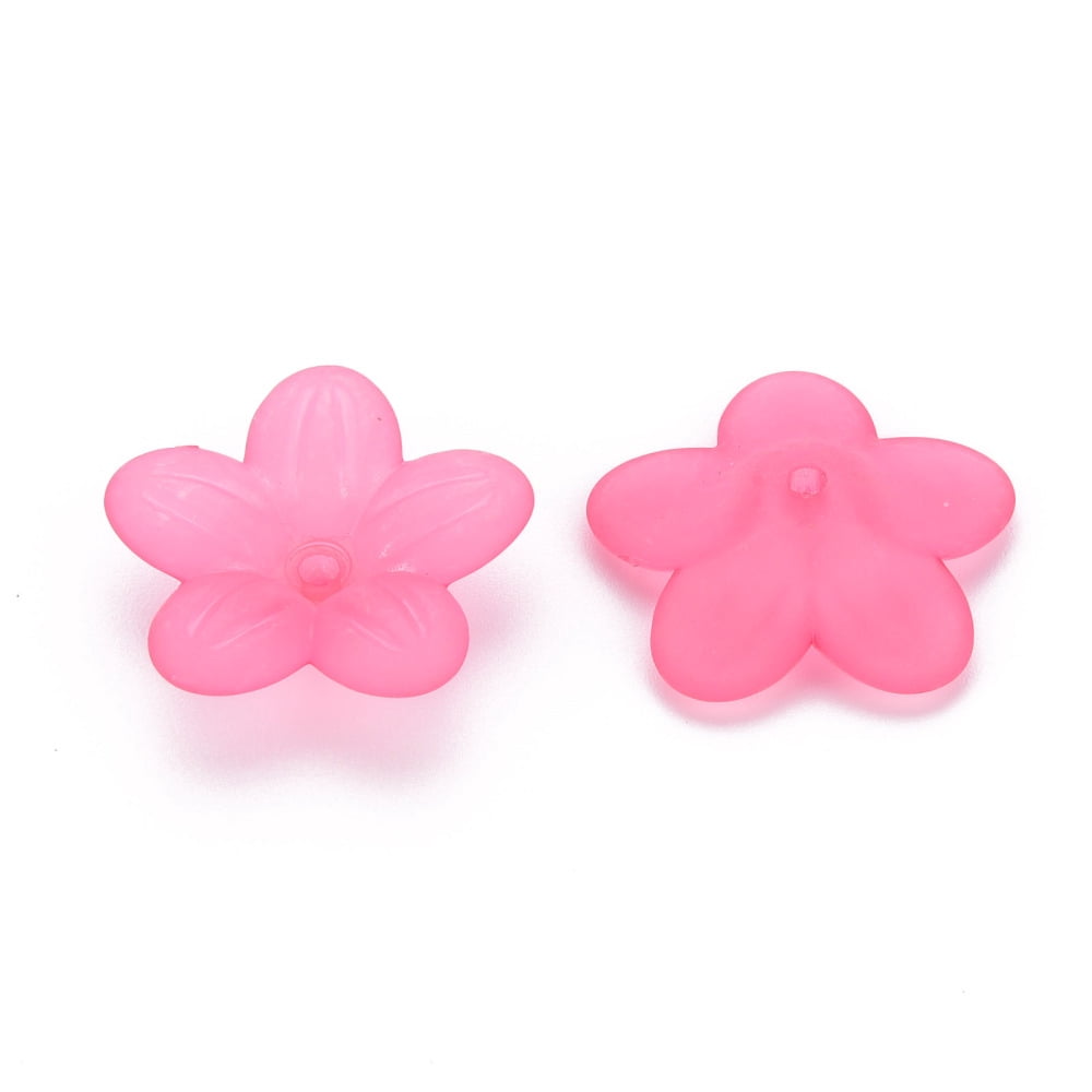 500g Frosted Acrylic Bead Caps 5-Petal Flower Mixed Color 19.5x20x5.5mm Hole: 1.6mm 740pcs/500g