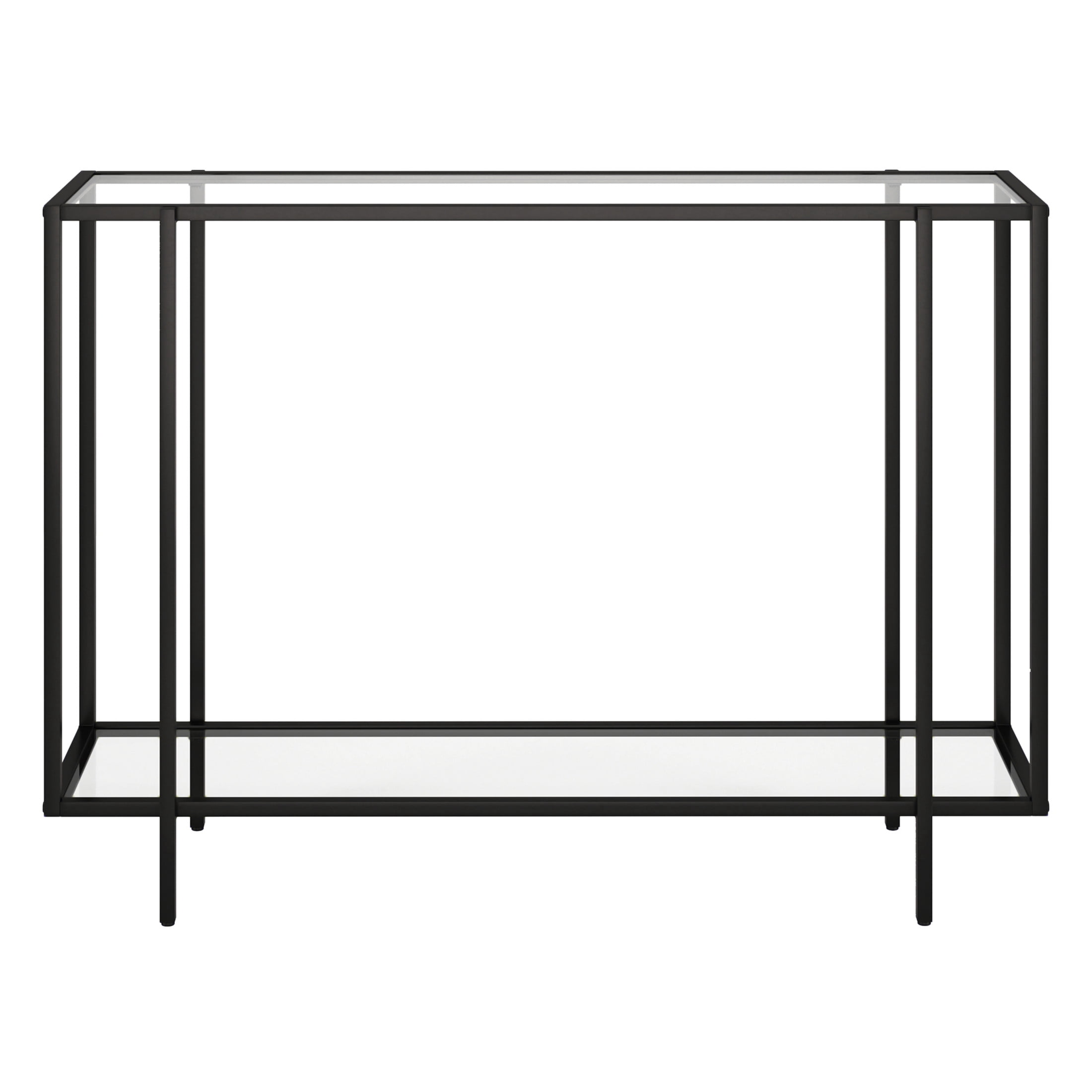 Evelyn&Zoe Vireo 42" Wide Rectangular Console Table with Glass Shelf, Blackened Bronze
