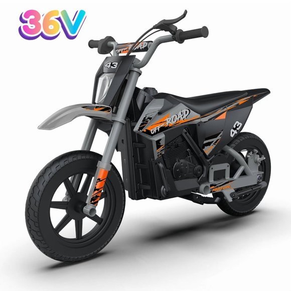 36V Kids Electric Dirt Bike, 350W Brushless Motor or Brushed Motor, 15.5MPH, Disc Brake, Pneumatic Tires, LED Headlight, Max Load 175 lbs