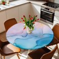 thumbnail image 2 of Pink Blue Marble Elastic Fitted Round Table Cover Modern Abstract Art Waterproof Outdoor Tablecloth for Holiday Party, Picnic, Patio & Dining Fits Tables Up to 55"-60", 2 of 8
