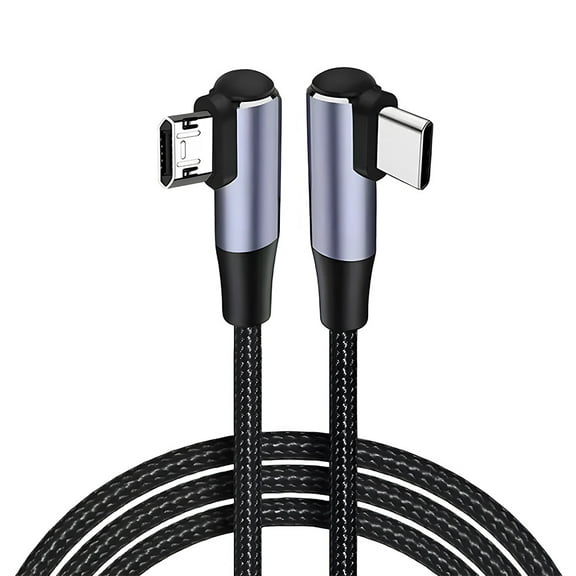 2025 New Right Angle USB C to Micro USB Connection Cable 3.3ft,90 Degree Micro USB Blind Plug to Type C Charger Braided Cable,2A Charging Data Transfer for G-alaxy S7/S6,P-ixel 3 XL/2 XL,PS4
