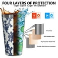 thumbnail image 3 of 16oz Tumblers Blue and White Pioneer Flower Stainless Steel Vacuum Insulated Double Wall Travel Tumbler Cups Mug with Lid and Straw,Cleaning Brush for Coffee,Tea, 3 of 4