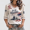 thumbnail image 3 of 9/11 25th Anniversary Shirt Womens WE Will Never Forget Tee Shirts | Lightweight Fabric, V Neck Short Sleeve Tops, American Flag, 2001-2026 25Th Anniversary Tops, Patriotic Honor Tee Shirt Gray,3XL, 3 of 5