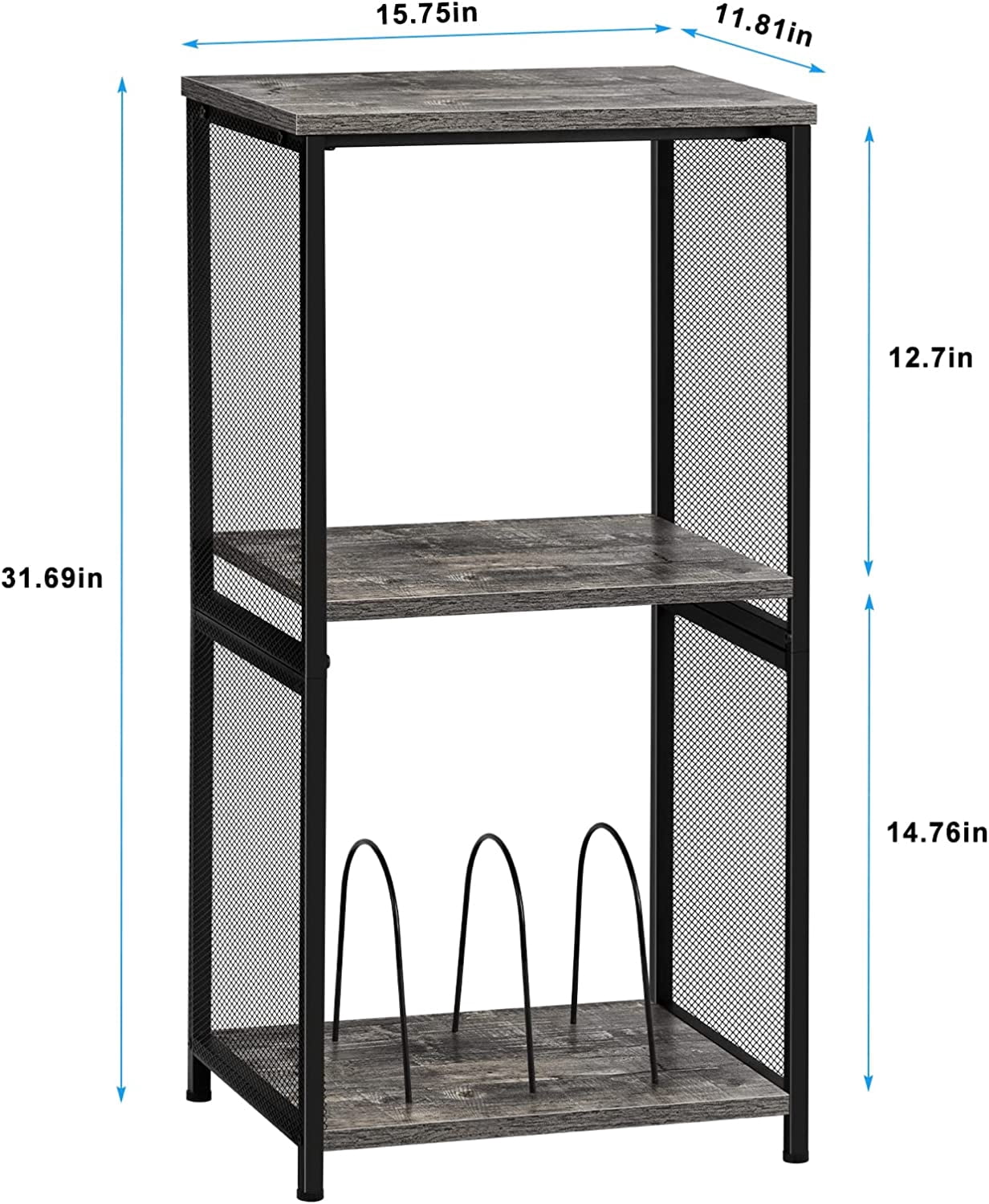 Record Player Stand Vinyl Record Storage Holder End Table, Gray