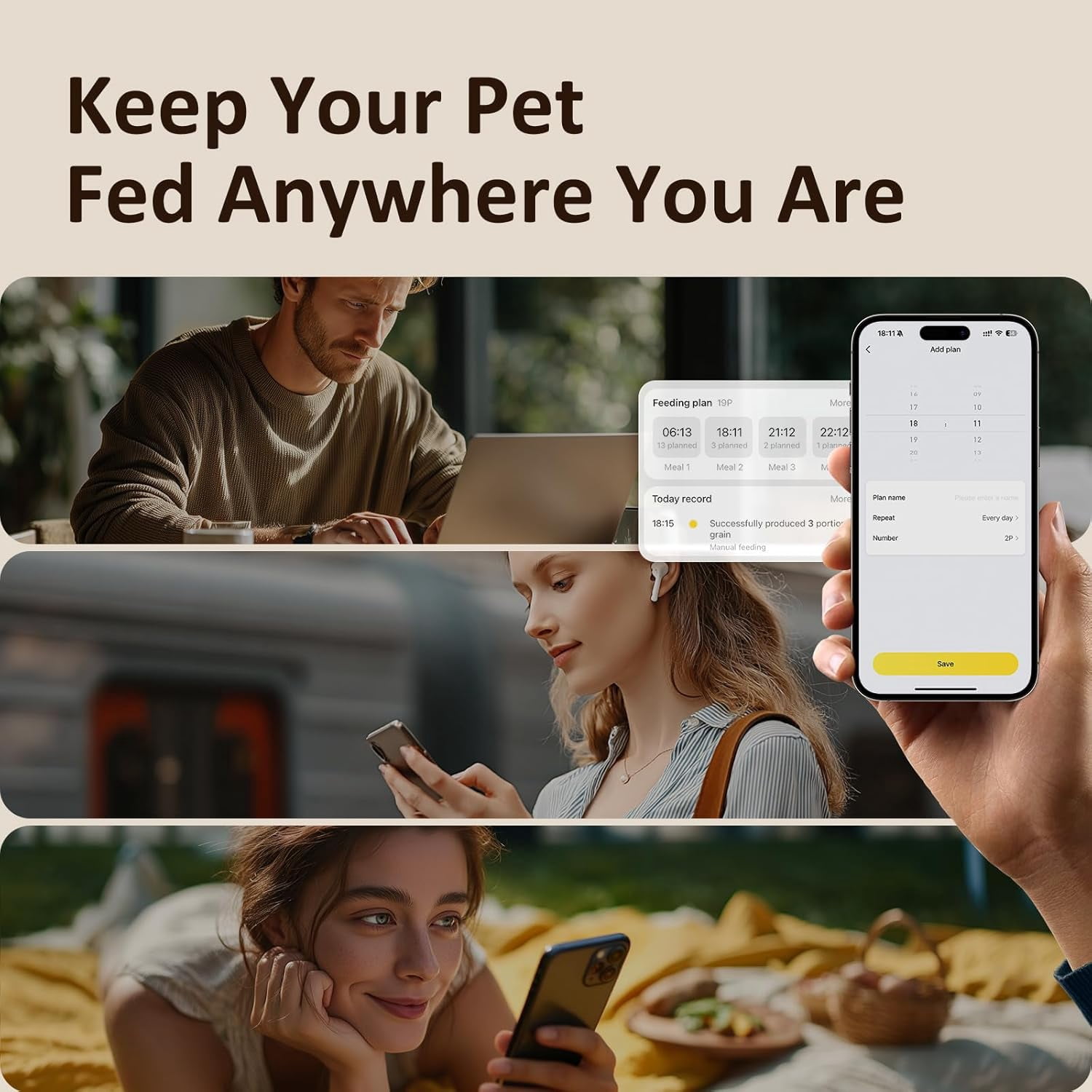 Automatic Cat Feeder with 5G WiFi App Control, 5L Large Capacity Smart Pet Food Dispenser for Cats and Dogs