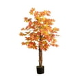 thumbnail image 2 of Nearly Natural Artificial Deluxe Maple Potted Tree - 4' - Orange, 2 of 6