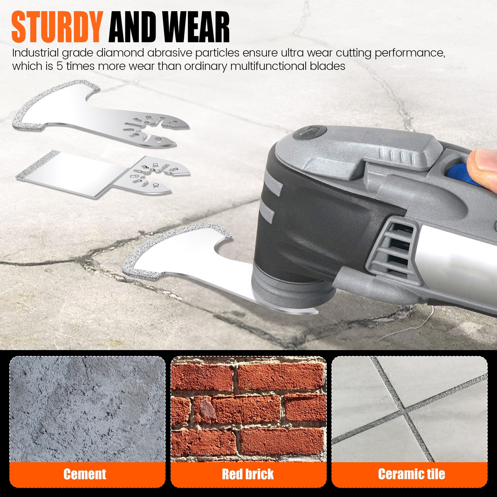 TMWEFUSC 12Pcs Diamond Oscillating Multi Tool Grout Removal Blades Tile Grout Remover Blades Kit with 2 Adapters Multifunctional Grout Remover Blades Kit for Oscillating Tool
