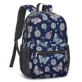 thumbnail image 2 of Butterfly and Jewel Blue Pattern 17" School Backpacks for Teens,Waterproof Oxford Fabric,S-Shape Padded Straps for School,Travel,Hiking,Camping, 2 of 6
