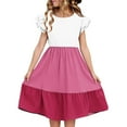 thumbnail image 2 of LOVZFMLL Robe d'Été pour Enfants à Manches Plissées à Double Couche pour 5-14 Ans, 2 of 8