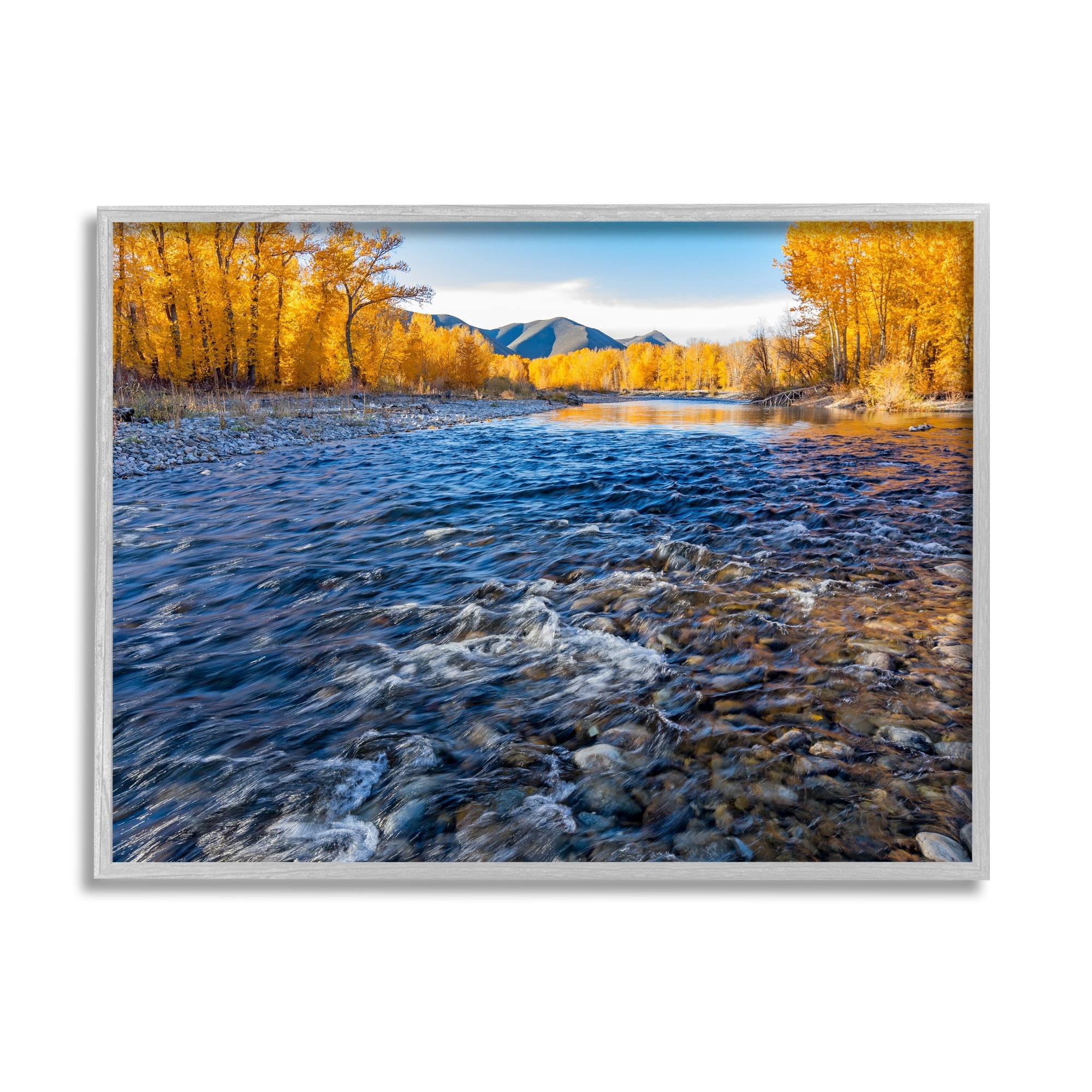 Stupell Industries Serene Babbling Brook Foliage Surrounding Lake Water Photograph Gray Framed Art Print Wall Art, Design by Steve Smith