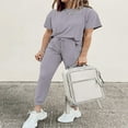 thumbnail image 4 of CNKOO Women’s Two Piece Outfit Short Sleeve Pullover With Drawstring Long Pants Tracksuit Jogger Set, 4 of 6
