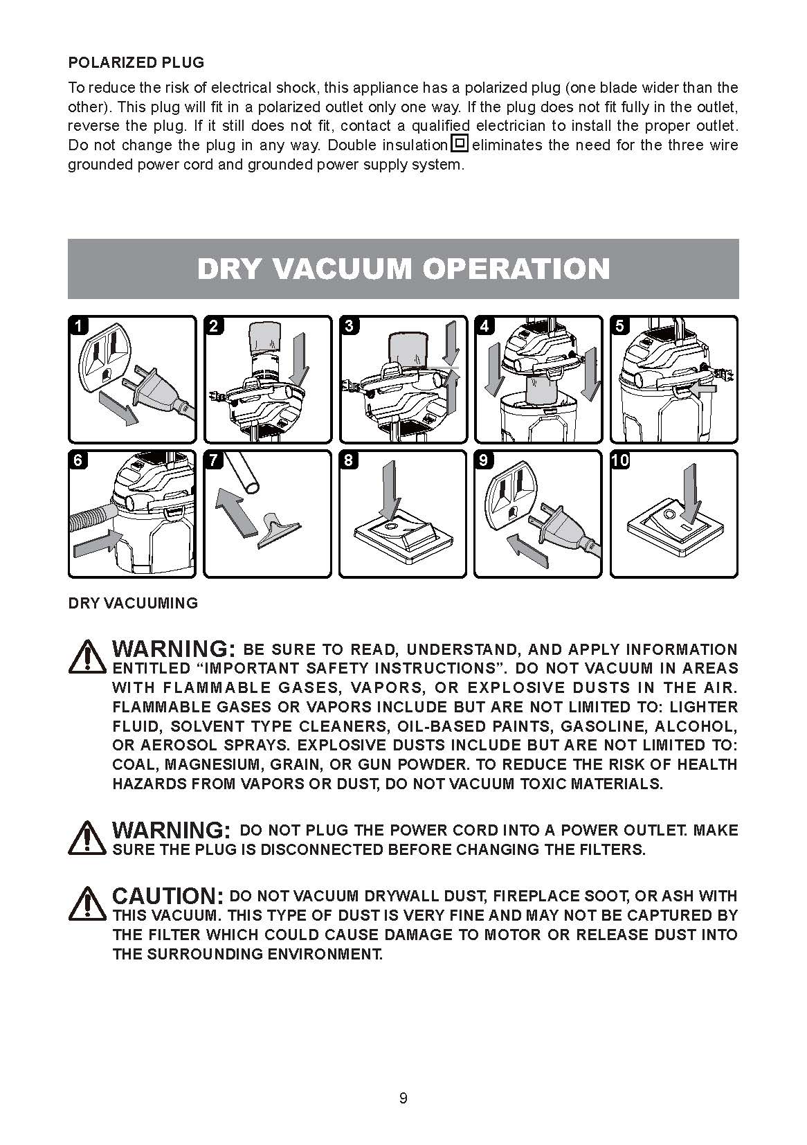 HYPER TOUGH VH1053502 1.5 GAL, 2 HP, CORDED ELECTRIC, FOAM, CLOTH WET/DRY VACUUM CLEANER FOR CONCRETE, CARPET, HARDWOOD, WOOD 10 FT HOSE, BLACK WITH LIGHTWEIGHT, HANDHELD