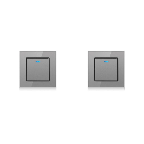Cateissary Interruptor de la lámpara del panel de luz Suministros para el hogar Accesorios de bricolaje para el hogar Instalación práctica del Gris/Control doble 2piezas