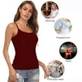 thumbnail image 4 of CARCOS Women's Cami With Built-In Shelf Bra Plus Stretch with Adjustable Spaghetti Straps Basic Undershirt Layer Tank Top Wine Red-XL, 4 of 6