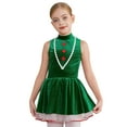 thumbnail image 2 of TiaoBug Christmas Gingerbread Costume for Kids Girls Cookie Role Play Velvet Tutu Dress Dancewear Green 14, 2 of 7