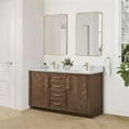 thumbnail image 3 of Jakarta 60" Bath Vanity in Aged Dark Brown Oak with Silk White Quartz Stone Top, 3 of 15