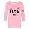 thumbnail image 4 of Conairie Women 4th of July Shirt Loose Long Sleeve Crew Neck Patriotic T Shirts USA Letter Print Summer Fashion Casual Tops Pink M, 4 of 4