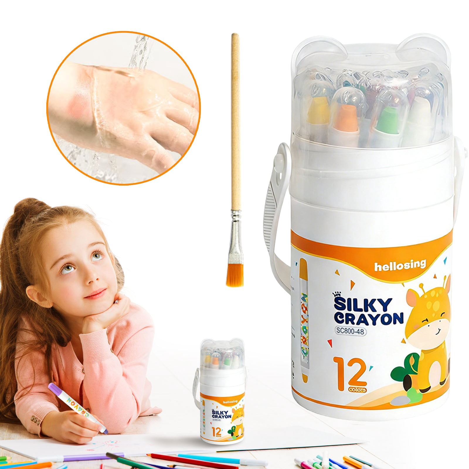 Solivara Easy Grip Washable Crayon For Worry Free Art Set (A,5.91×2.44in)