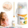 thumbnail image 2 of 12 Colors Silky Twistable Crayons, 5.9X2.44" Washable Crayons with Paint Brush, Water-Soluble Oil Pastels with Storage Bucket, Smooth Drawing Crayons for Art Painting Supplies, Ideal Christmas Gift, 2 of 6