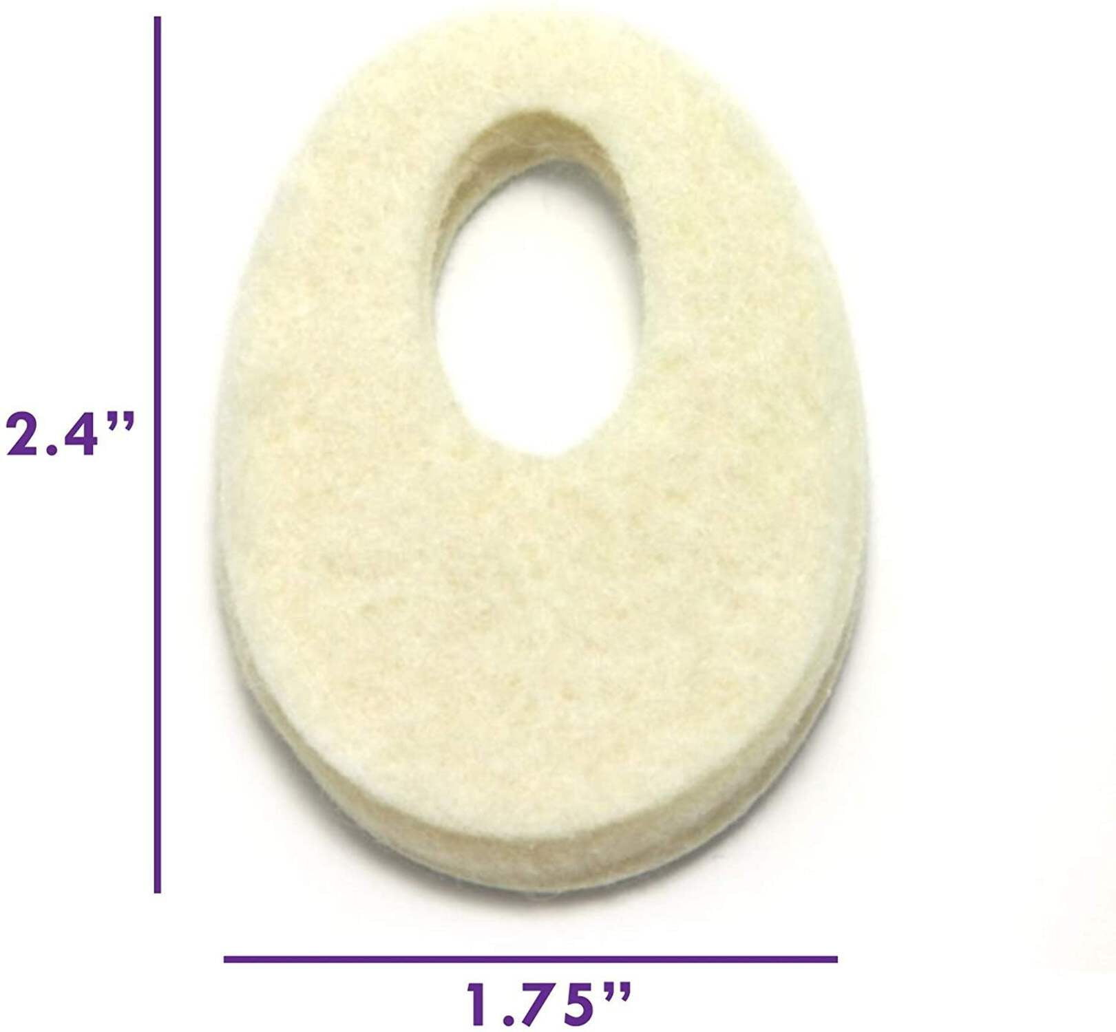 Oval Shaped Felt Callus Protective Pads - Adhesive Foot Pads That Surround Calluses from Rubbing On Shoes - 1/8" - 25 Pack
