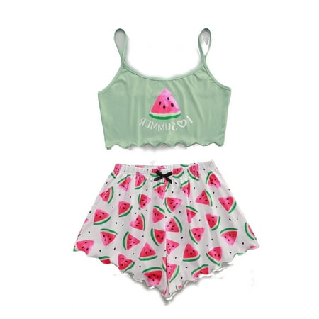 

Cute Cami Strap Short Sets Sleeveless Multicolor Womens Pajama Sets (Women s)