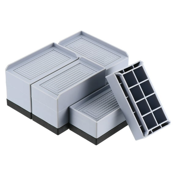 Uxcell 4Pcs Rectangle Bed Risers, 3.15" L-Side Heavy Duty Adjustable Furniture Risers for Bed Sofa Table and Couch Lift (Gray)