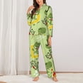 thumbnail image 2 of Lsque Cute Dinosaurs Cartoon Pattern Long Sleeve Pajama Set for Women - Soft 2-Piece Sleepwear and Loungewear Set with Pockets, Comfy Nightwear-Small, 2 of 7