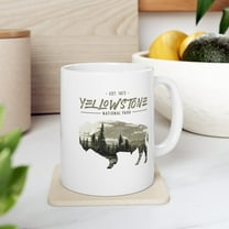 Yellowstone National Park 11 oz Coffee Mug - Bison Design White Ceramic Gift