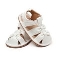 thumbnail image 5 of Otqutp Toddler Leather Soft Open Toe Sandals Adjusted Strap Flat Wide Shoes Summer Barefoot Beach Pool Baby Girls Sandals, 5 of 8