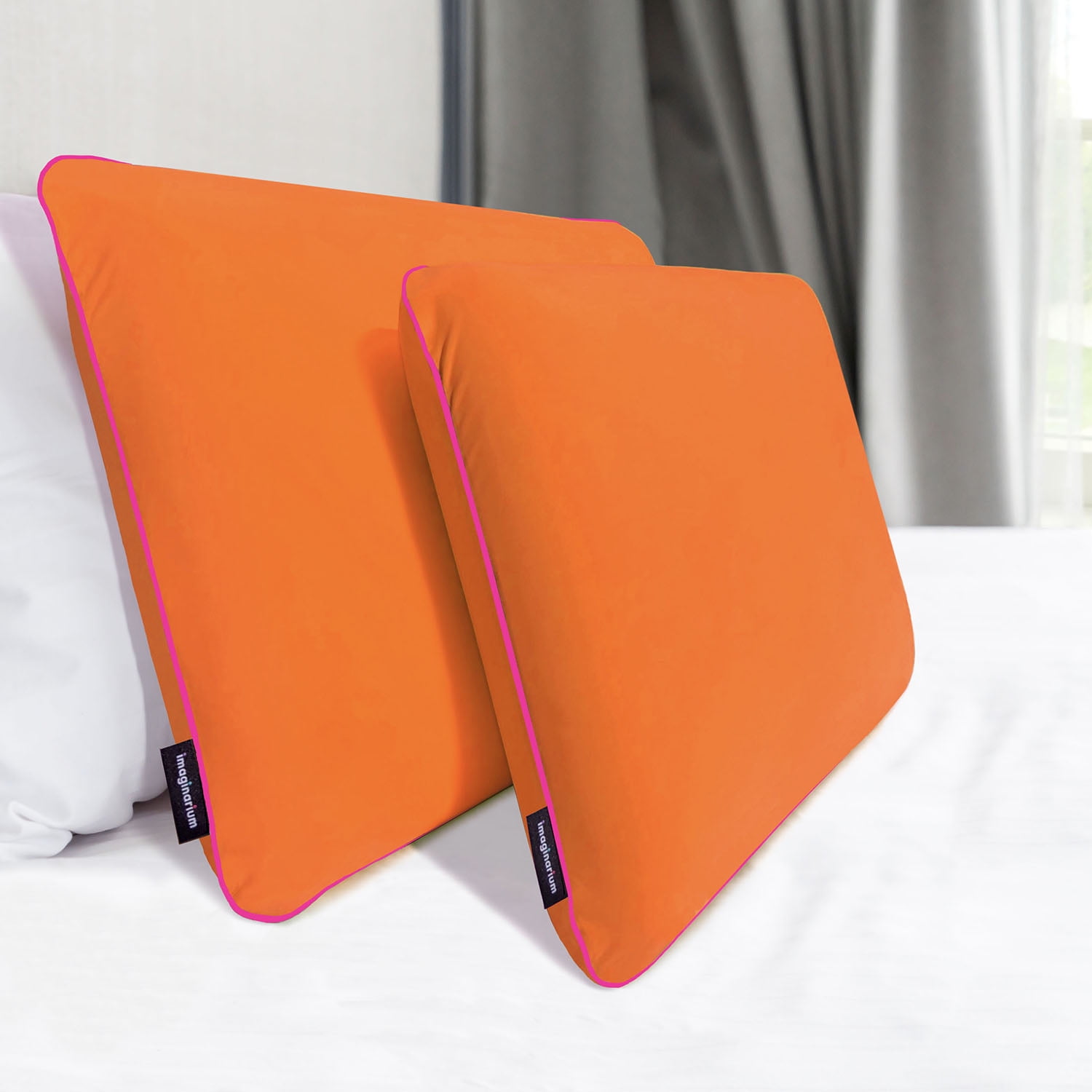 Memory Foam Fun Pillow With Cool-To-The-Touch Cover - Sunset Orange (2 Pack)