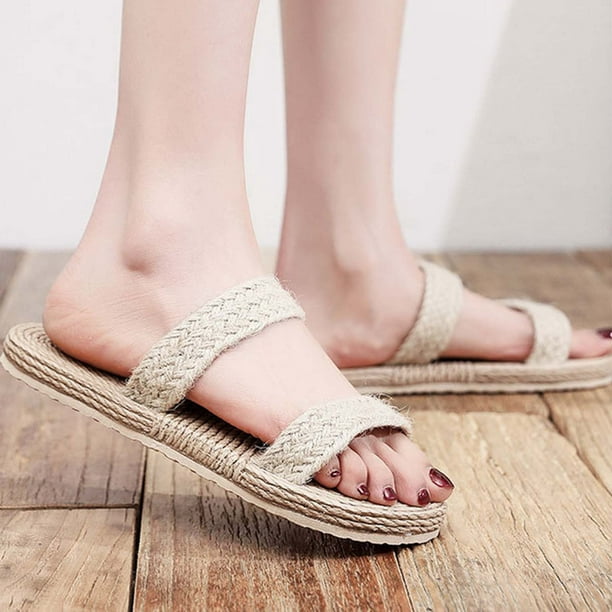 XZNGL Weave Detail Double Strap Slide Sandals Women Shoes Summer