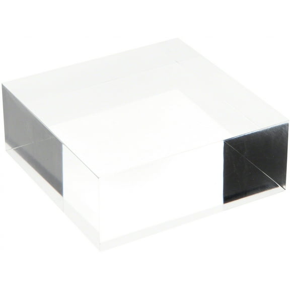 Plymor Clear Polished Acrylic Square Display Block, 1.5" H x 4" W x 4" D