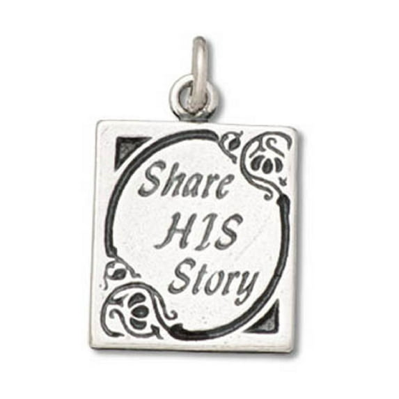 Sterling Silver 16" 1mm Box Chain Share HIS Story By Sharing Your Story Message Pendant Necklace