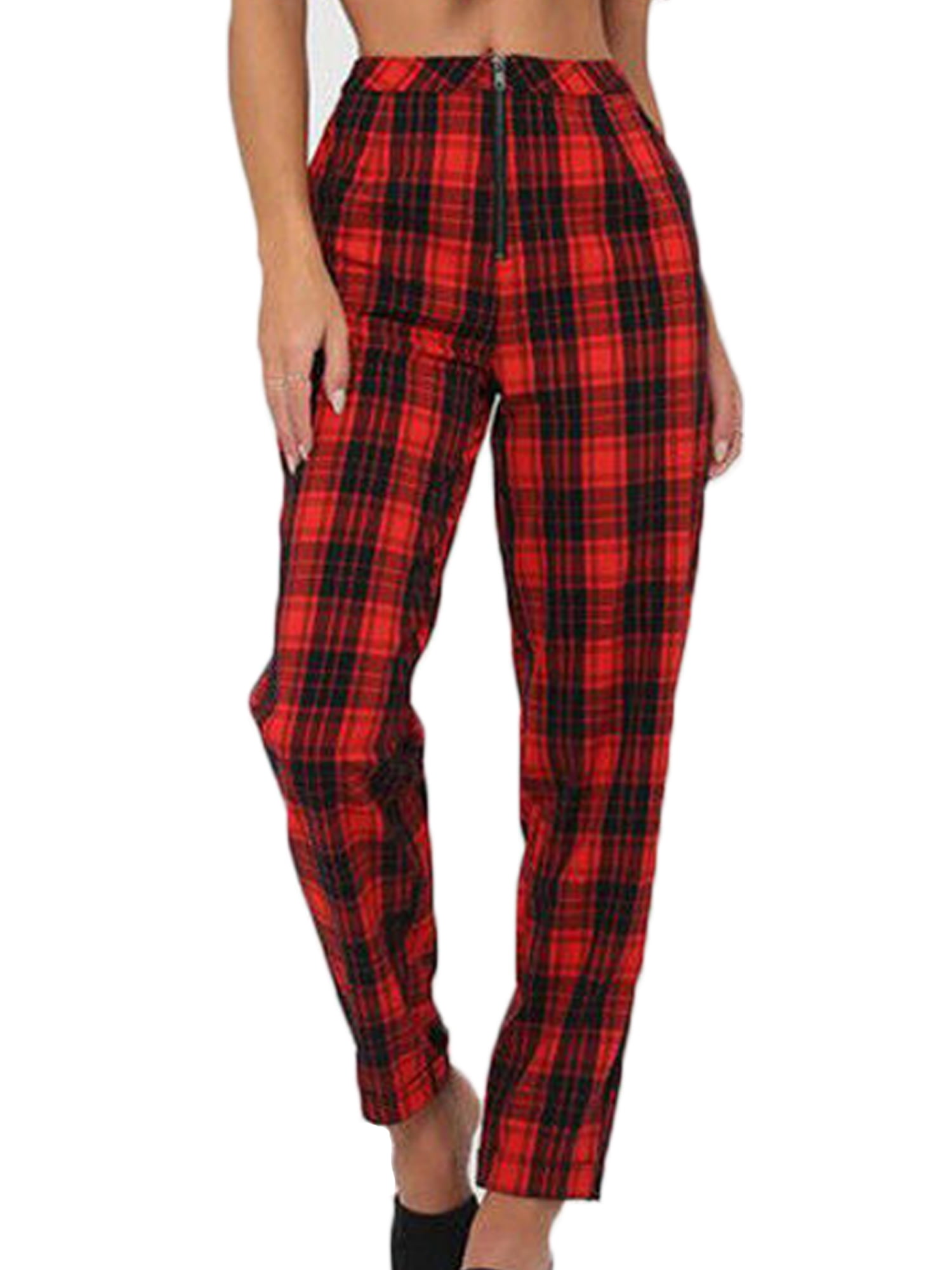 tartan high waisted trousers