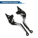 thumbnail image 5 of Palancas de freno y embrague cortas largas para Yamaha TMAX560 2019-2020, palanca de freno ajustable de motocicleta, aleación de aluminio, cabeza negra, mango tono plateado, 5 of 6