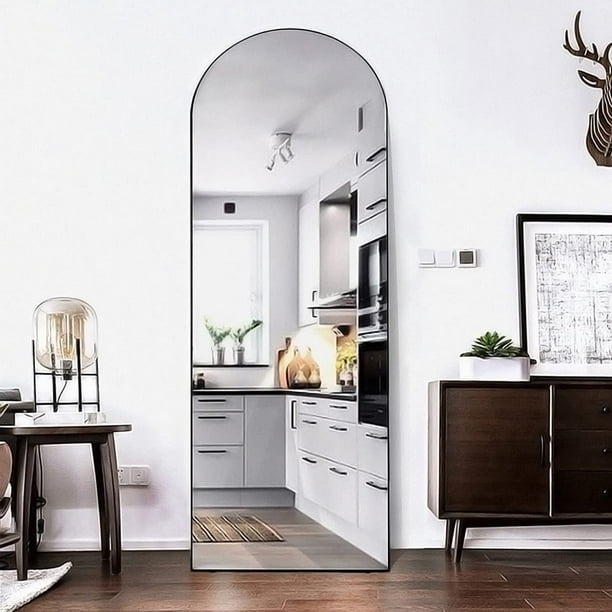 TinyTimes 65''x22'' Arched Full Length Mirror, Floor Mirror with Stand